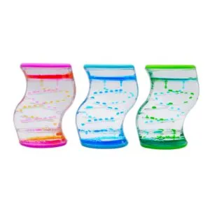 zigzag hourglass set, 2 different colors of oil drops go down zigzag, that calms you down when you look at it
