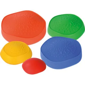With the River Stones you simulate jumping from stone to stone over a river during gym class or therapy.