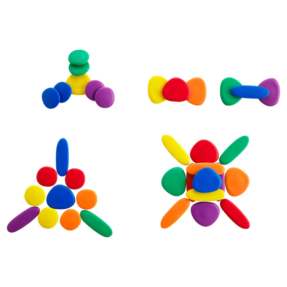 Stimulate fine motor skills, color recognition and creativity in a playful way with Rainbow Pebbles.