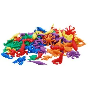 This aquatic animal set is ideal development material. Use the aquatic animals with our tweezers to practice fine motor skills by sorting.