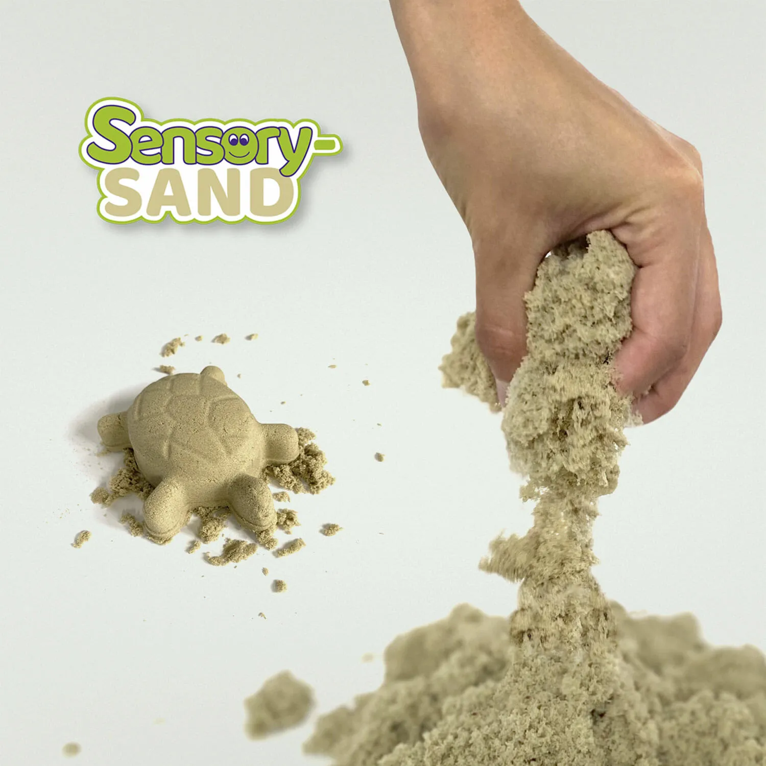 Sensory sand is kinetic sand. You must have seen and felt this play sand. You can knead with it, make shapes, it does not stick and does not dry out