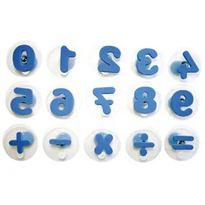 With the number stamps you playfully practice recognizing the number symbols and you also learn to stamp simple calculations.