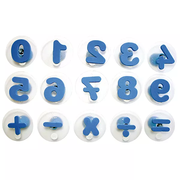 With the number stamps you playfully practice recognizing the number symbols and you also learn to stamp simple calculations.