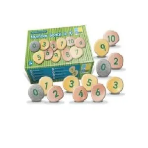 Number stones of yellow door are ideal to introduce children to numbers and number comprehension. Use them with the sorting scale and attributes.