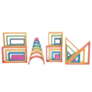 Let creativity shine with the Wooden Rainbow Architect Set from TickiT!