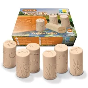 Yellow Door Vijverleven roller stamps – wooden stamps with pond and animal motifs for clay and sand play