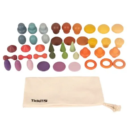 The wooden game material set is educational material to learn, sort and count the colors. But also useful for loose parts play.