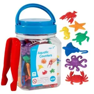 Aquatic animals Counting material set is ideal for teaching children to count and sort. Also perfectly usable for a theme lesson about water or marine animals.
