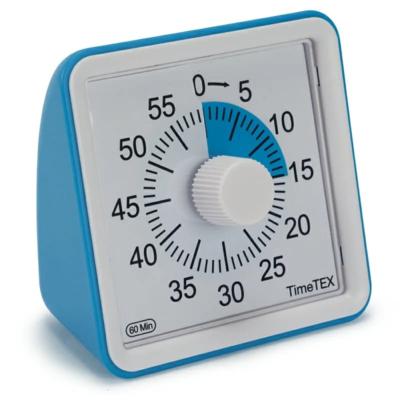 The timer compact is silent. The receding clock shows precisely how much time there is for completing the assignment or task.