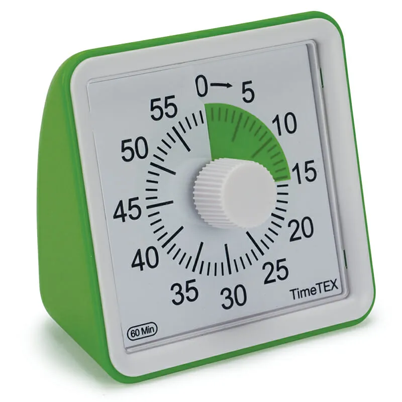 The timer compact is silent. The receding clock shows precisely how much time there is for completing the assignment or task.