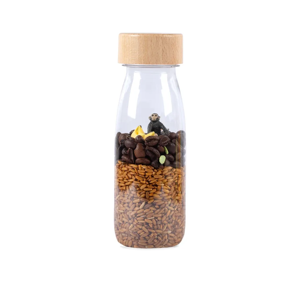 Meet the petit boum sound bottle filled with monkey and bananas, let your child discover the attributes