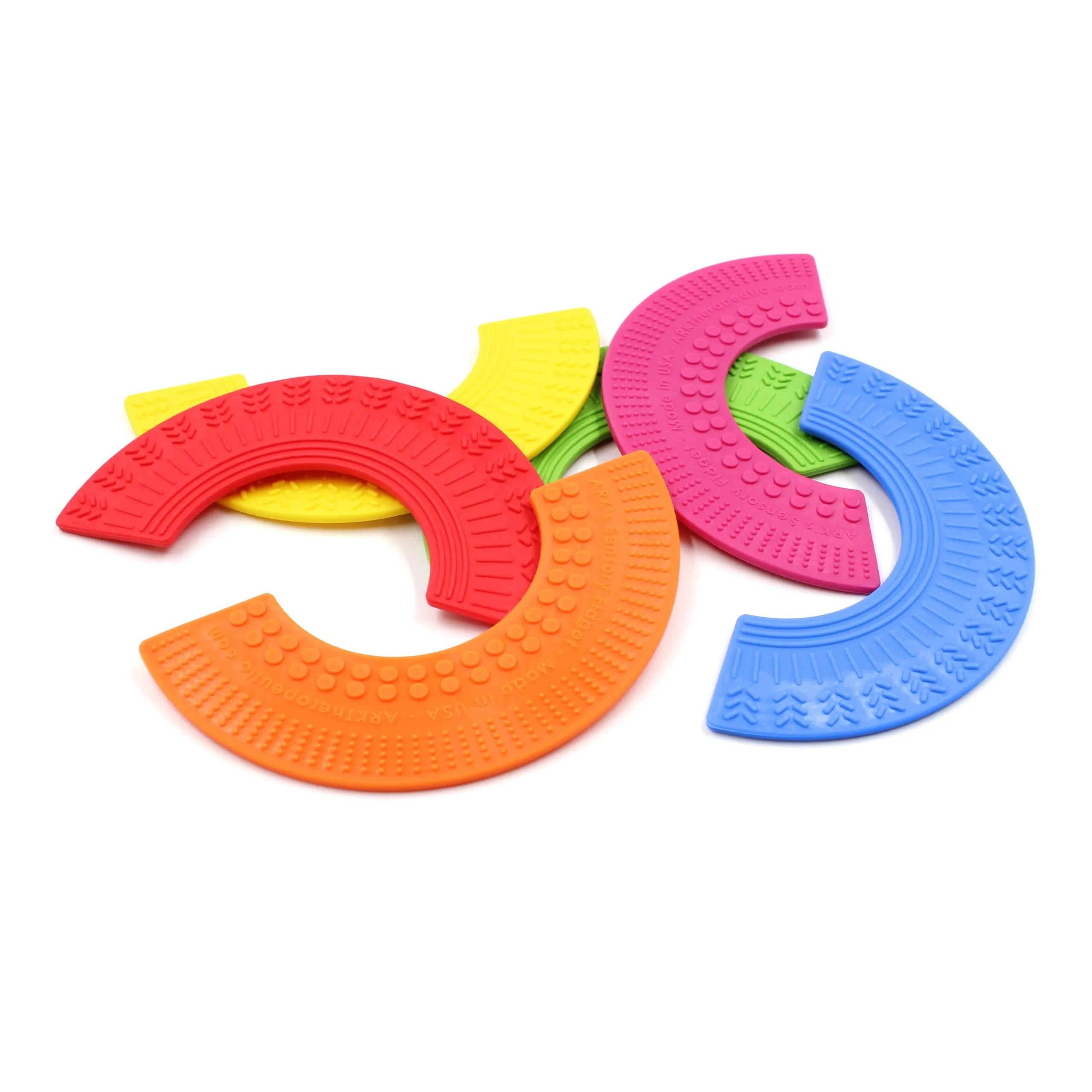 Rainbow textured bite toys for sensory input