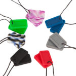 Sensory Chewigem Dog Tags bite chain – soft chew jewelry in id plate form for young children