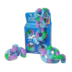 De Tangle therapy bevat een siliconen omhulsel met textuur en is een eindeloze beweging. Je houdt de Tangle in een of twee handen en draait, vormt en buigt. Er is geen goed en geen fout. Geen voorbeeld en geen doel.
