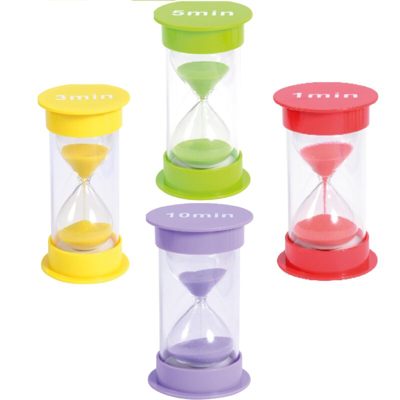 De zandloper wordt als timer ingezet om tijdsbesef bij te brengen en je kind te leren om binnen een gestelde tijd een taakje af te ronden.