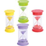 The hourglass is used as a timer to teach your child to complete a task within a set time.