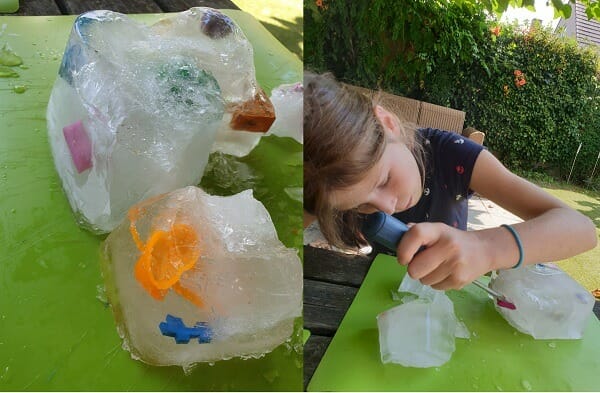 sensory play with these fun cooling sensory play activities with ice. Ideal for hot weather and to stimulate the senses