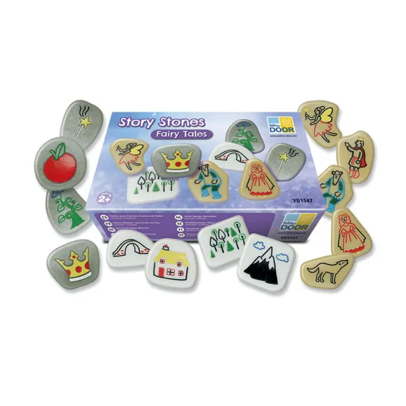 Met deze sprookjes vertelstenen (verhaalstenen) kan je kind niet alleen de bekende sprookjes, maar ook eigen fantasieverhalen bedenken.