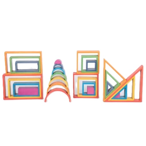 Laat de creativiteit stralen met de Houten Regenboog Architect Set van TickiT!