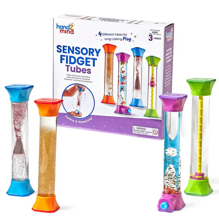 Sensory Fidget Tubes 4 stuks – prikkelende buizen voor sensorisch spel en visuele uitdaging bij kinderen