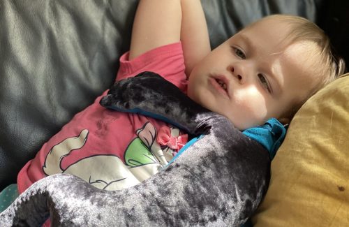 weighted blankets and weighted hugs help give Noor a sense of security that allows her to fall asleep well and deeply. It helps remove the incentives.