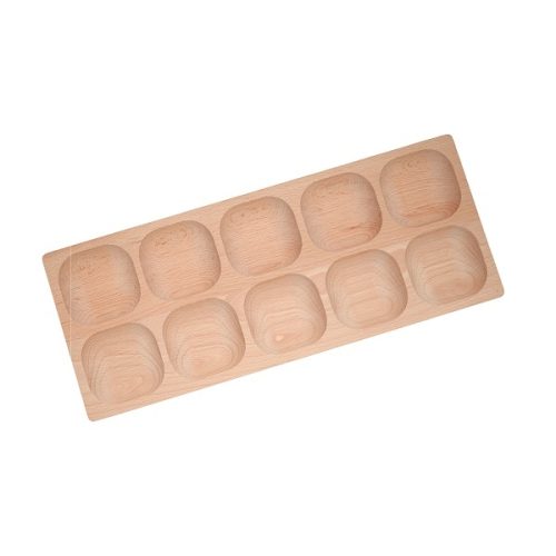 Wooden sorting bowl with 10 compartments, ideal for arithmetic operations up to 10 or for sorting