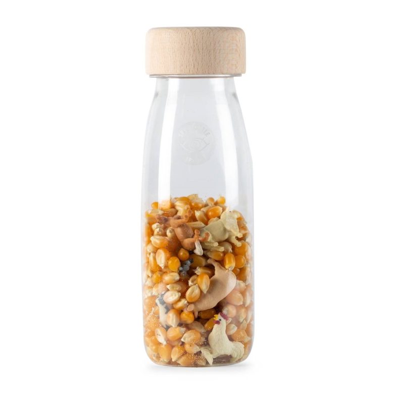 petit boum sensory bottle farm is ideal to use when reading aloud or learning about farm theme. Shake the corn and the animals and discover the farm life