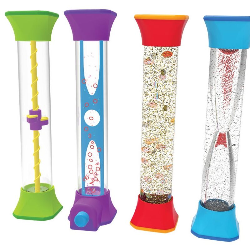 sensory fidget tubes is a set of four sensory tubes. Watching the enchantment emanating from the different tubes helps children relax and concentrate. Ideal to stimulate for children with autism or ADHD
