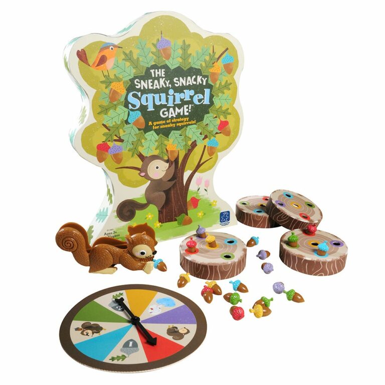 sneak snacky squirrel game of learning resources challenges children to sort by colors and practice fine motor skills in a playful way
