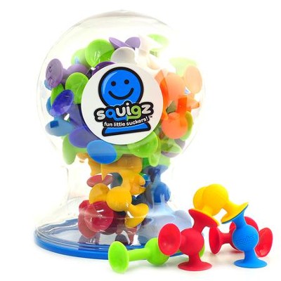 Squigz are various suction cup shapes of fat brain toys that you can stick to various surfaces and to each other. Practice motor skills, imagination and creativity and learn about gravity.