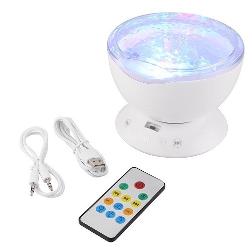 The ocean wave projector is a great night light with 7 different visual effects and 4 nature sounds. You can also add your own music. Perfect for better sleep or as a use in snoezelruimte