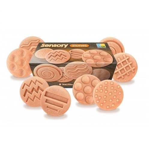 With the sensory stone set you challenge children to explore various patterns and shapes with the various senses. This sensory toy particularly appeals to the tactile stimulus processing. The sensory stones are a valuable addition for kindergarten