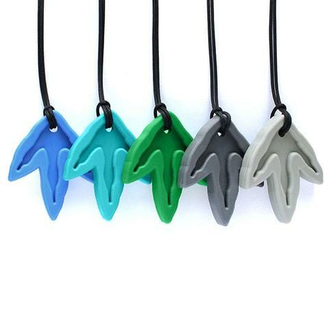 Ark therapeutic's dino-track chewing necklace is well liked by dinosaur fans