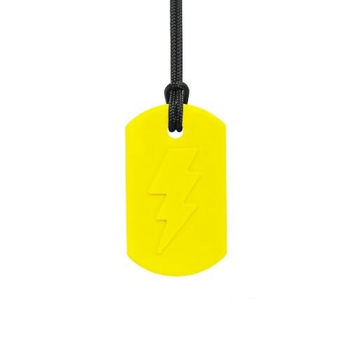 A cool chewing jewelry from ark therapeutic is this bolt bite, also called just lightning. This chewing chain is suitable for children who have reasonable chewing needs. It is a sturdy design, with texture that fidgeters also like. Which color of this chewing jewelry is your favorite?