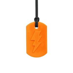 A cool chewing piece of jewelry from ark therapeutic is this bolt bite, also known as just lightning. This chew chain is suitable for children who have reasonable chewing needs. It's a sturdy design, with texture that fidgeters also like. Which color of this chewing jewelry is your favorite?