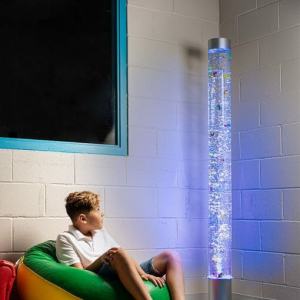 snoezelbuis lamp filled with fish. Great cuddly material to stimulate people sensorily or relax in a snoezel room.
