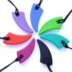 ark therapeutic chewing jewelry saber tooth reaches into the back of the mouth, ideal for children who like to chew with jaw and molars. A cool design for children with chewing needs. 