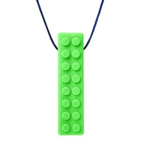 The Brick Stick lego chewing chain from Ark is a long chewing jewelry, resembling a building block for children with chewing needs. The texture of this lego chewing jewelry provides tactile stimuli