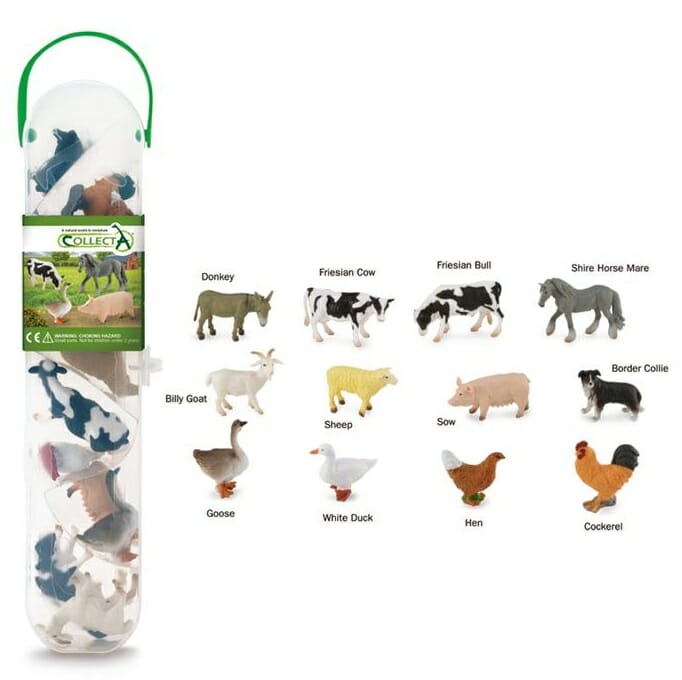 collecta mini farm animals ideal as loose parts in a sensory container, themed table or add them to small world game
