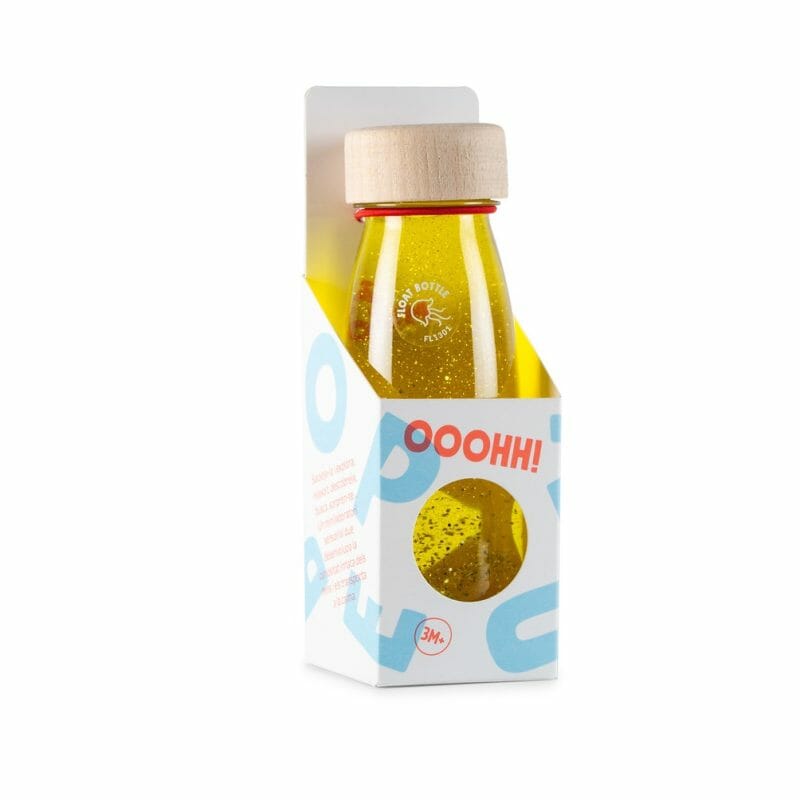 petit boum sensory bottle, as the name says a sensory bottle. It can be used to explore by toddlers, but also to calm and stimulate children with disabilities, autism or demented elderly people.