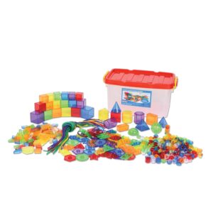 The geometric shapes school set is ideal for use on a light plate for exploring mathematical topics.