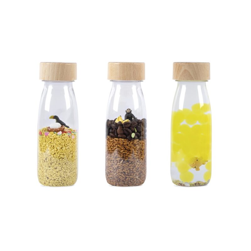petit boum 3 pack tropical consists of 3 sensory bottles to stimulate the development of young and old.