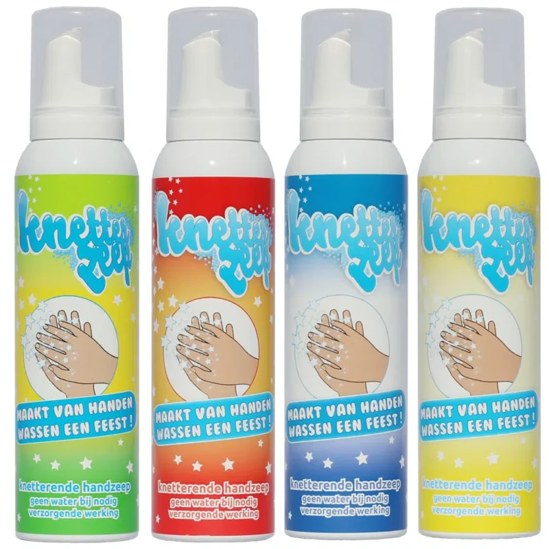 Met knetterzeep wassen je kinderen graag de handen. Een klein beetje schuim op de handen en hoor en zie het knisperen. Wassen zonder water