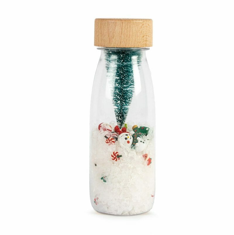 petit boum sensory bottle in Christmas theme. Shake and listen, look and search!