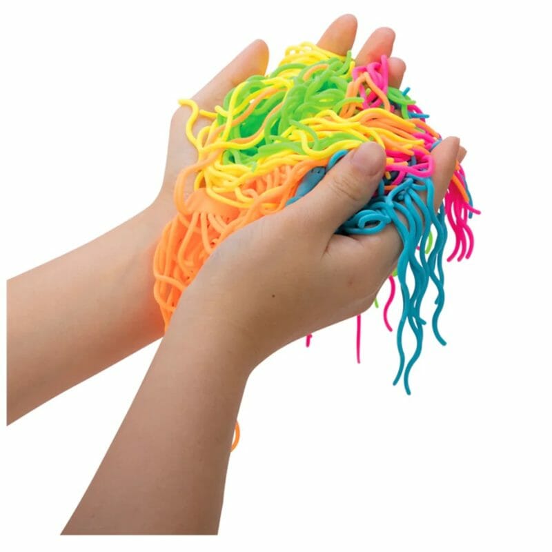 windows emergency lilies, thin noodles that invite to be played with. Nice stimtoy or fidget toy that will be well liked as a gift.