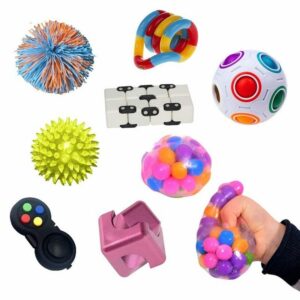 fidget kit from playlearn, ideal for use in the classroom or at home to process stimuli in children with adhd or autism
