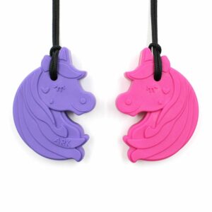 The unicorn chew necklace is favorite chew necklace with girls