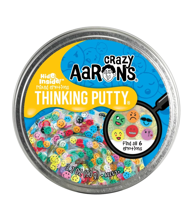 Crazy Aaron's mixed emotions putty is delicious kneading clay with search figures added, can you find them?