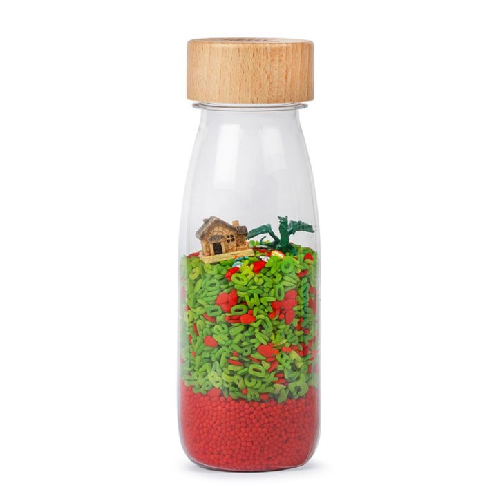 Petit boum sensory bottle dragon stimulates the senses in young and old, shake, look and listen