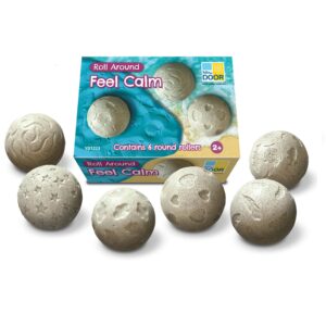 Yellow Door Roll Around Calm Stones help children to relax in a playful way with clay or sand and feeling the texture